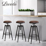 Levede 2x Industrial Bar Stools Kitchen Stool PU Leather Barstools Swivel Chairs