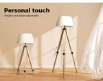 Emitto Tripod Floor Lamp Reading Light Adjustable Wooden Stand White Shade