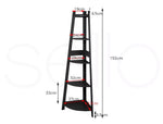 5 Tier Corner Shelf Wooden Storage Home Display Rack Plant Stand MDF Board Black