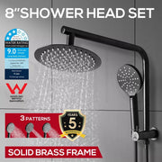 Shower Head High Pressure Set Rain Round Brass Taps Mixer Handheld WELS Black