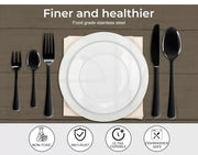 Stainless Steel Cutlery Set Travel Knife Fork Spoon Black Child Tableware 30pcs