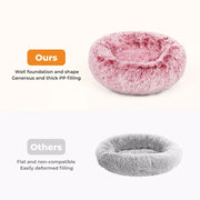 Pawz Pet Dog Calming Bed Cat Warm Soft Plush Round Washable Removable Cover Pink