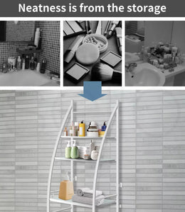 Dutxa 3 Tier Over Toilet Storage Shelf Rack Stand Washing Machine Steel White