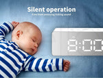 Alarm Clock Digital Led Mirror Desk Table Temperature Time Snooze USB Battery