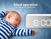 Alarm Clock Digital Led Mirror Desk Table Temperature Time Snooze USB Battery