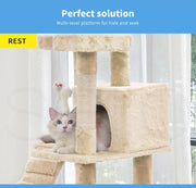 Pawz Cat Tree Scratching Post Scratcher Tower Condo House Furniture Cream 210cm