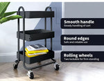 Levede 3 Tiers Kitchen Trolley Cart Steel Storage Rack Shelf Organiser Grey