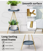 Levede Plant Stand 2 Tiers Outdoor Indoor Metal Flower Pots Rack Garden Shelf