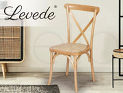 Levede 2X Dining Chairs Cross Back Chair Wood Mid Century Rattan Cane Furniture