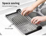 Toque Stainless Steel Dish Drying Rack Over Sink Kitchen  Foldable RollUp