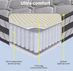 Dreamz Mattress Pocket Spring Queen Double King Single Bed Foam Medium Firm 22CM