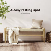 Levede 1x Wicker Bench Dining Chair Wooden Kitchen Natural Lounge Bedroom Cafe