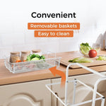 Levede Kitchen Trolley Cart 3 Tiers 180° Swivel Storage Shelf Organiser White