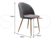 Levede 2x Dining Chairs Seat French Provincial Kitchen Lounge Chair Grey