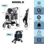 Pawz Pet Stroller Dog Cat Pram Travel Carrier Foldable Pushchair Outdoor Large
