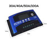 30/40/50/100A Solar Charge Controller MPPT 12V 24V Regulator Auto Dual USB