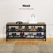 Levede 3-Tier Shoe Rack Bench Storage Cabinet Organisers Industrial Steel 100cm