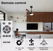 Spector 52'' Ceiling Fan DC Motor LED Light Remote 5 Speed Wood Blade1300mm