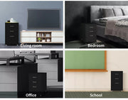 Levede 3 Drawer Office Drawers Cabinet Storage Cabinets Steel Rack Home Black