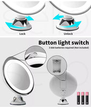 10x Magnifying Makeup LED Mirror 360° Rotation Wall Cosmetic Bathroom Mirrors