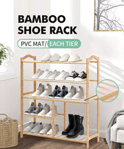 Levede Bamboo Shoe Rack Storage Wooden Organizer Shelf Stand 5 Tiers Layers 80cm