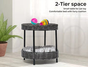 Pawz Rattan Pet Bed Elevated Raised Cat Dog House Wicker Basket Kennel Table