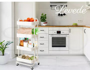 Levede 4 Tiers Kitchen Trolley Cart Steel Storage Rack Shelf Organiser White
