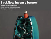 Incense Burner Waterfall Backflow Smoke Mountain Ceramic Cone Holder + 10 Cones