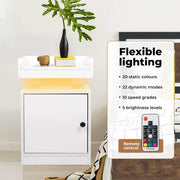 Levede Nightstand RGB LED Bedside Table USB Charge Side Table Drawer Cabinet