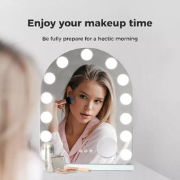 Yezi Hollywood Mirror Arch-shaped Vanity Makeup Mirror with Lights Tabletop
