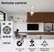 Spector 52'' Ceiling Fan LED Light DC Motor Remote Control 5 Speed Wooden Blade