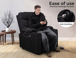 Levede Recliner Chair Electric Lift Chairs Armchair Lounge Fabric Sofa USB Black
