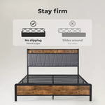 Levede Double Bed Frame Industrial Tufted Noise Free Headboard USB Charge