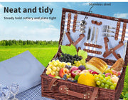 Picnic Basket 4 Person Baskets Set Insulated Willow Outdoor Blanket Gift Storage