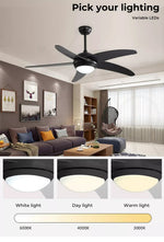 Spector 52'' Ceiling Fan with Light DC Motor Remote Control 5 Speed Wooden Blade