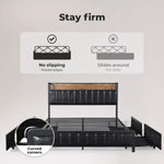 Levede Queen Bed Frame PU Mattress Base Storage Drawer Headboard USB Charge
