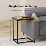 Levede C-shaped End Table Side Sofa Coffee Wood Overbed Laptop Table Industrial