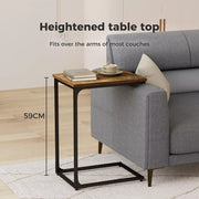 Levede C-shaped End Table Side Sofa Coffee Wood Overbed Laptop Table Industrial