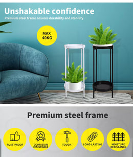 Levede 2 Tier Plant Stand Metal Flower Pot Rack Garden Shelf Outdoor Indoor