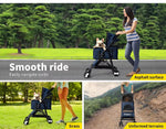 Pawz Large Pet Stroller Dog Cat Carrier Travel Pushchair Foldable Pram 4 Wheels