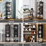 Stacked Tempered Glass Display Cabinet Door Clear Showcase Bookcase Steel Frame