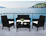 Levede 4PCS Outdoor Furniture Setting Patio Garden Table Chair Set Wicker Lounge