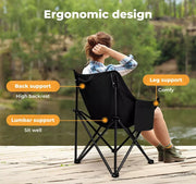 Levede Folding Camping Moon Chair Lightweight Outdoor Chairs Portable Seat Black