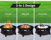 Fire Pit BBQ Grill Pits Outdoor Fireplace Camping Portable Garden Patio Heater