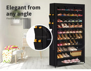 Levede 10 Tier Shoe Rack Portable Storage Cabinet Organiser Wardrobe Black Cover