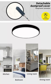 Emitto Ultra-Thin 5CM LED Ceiling Down Light Surface Mount Living Room Black 36W