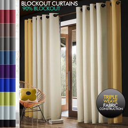 2X Blockout Curtains Blackout Window Curtain Draperies Pair Eyelet Bedroom Decor