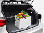 65L Foldable Shopping Trolley Camping Cart Grocery Basket Rolling Wheel  Black