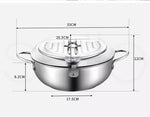 Toque 24cm Japanese Deep Frying Pan Pot Thermometer Kitchen Tempura Fryer Silver