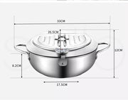 Toque 24cm Japanese Deep Frying Pan Pot Thermometer Kitchen Tempura Fryer Silver